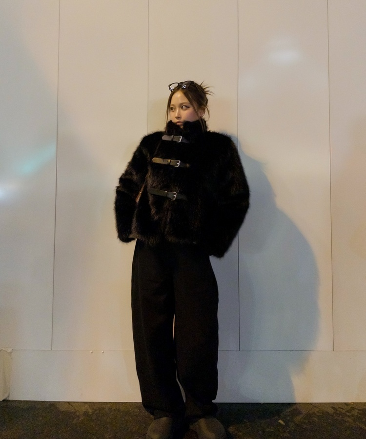 モチーフポケットクロスワイドパンツ BLACK