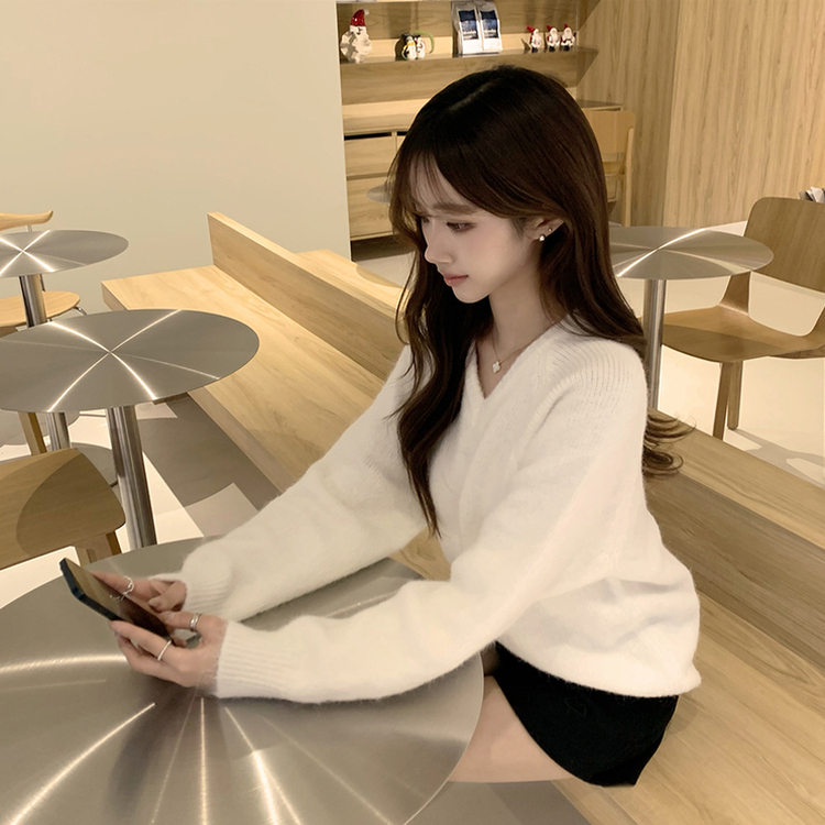 배배 브이넥 루즈핏 겨울 긴팔 울 니트 데일리 오버핏 기본 상의 6color