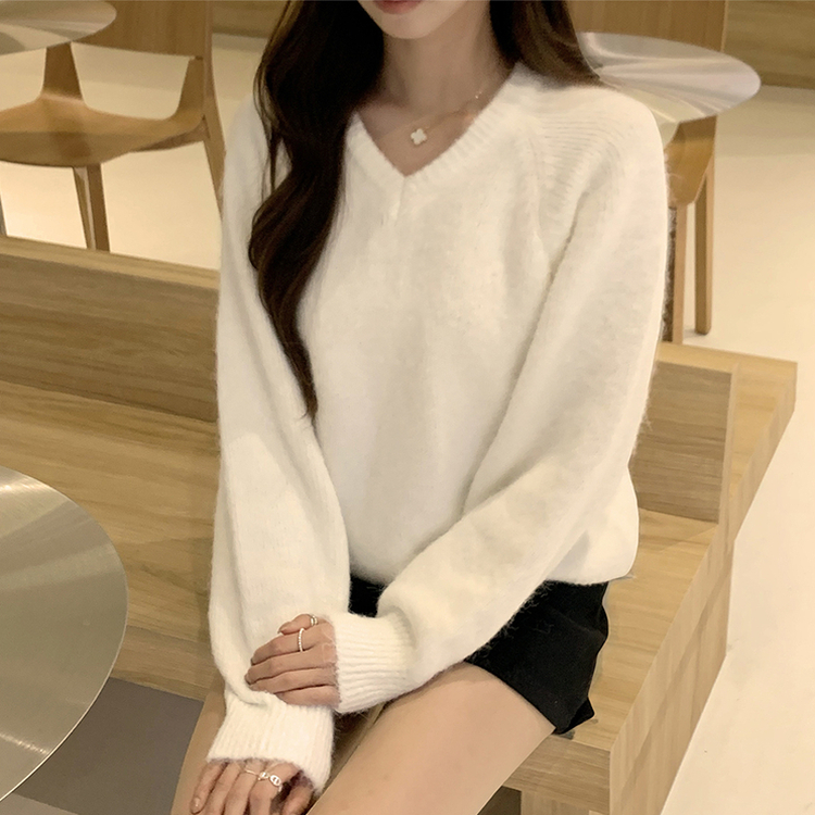 배배 브이넥 루즈핏 겨울 긴팔 울 니트 데일리 오버핏 기본 상의 6color