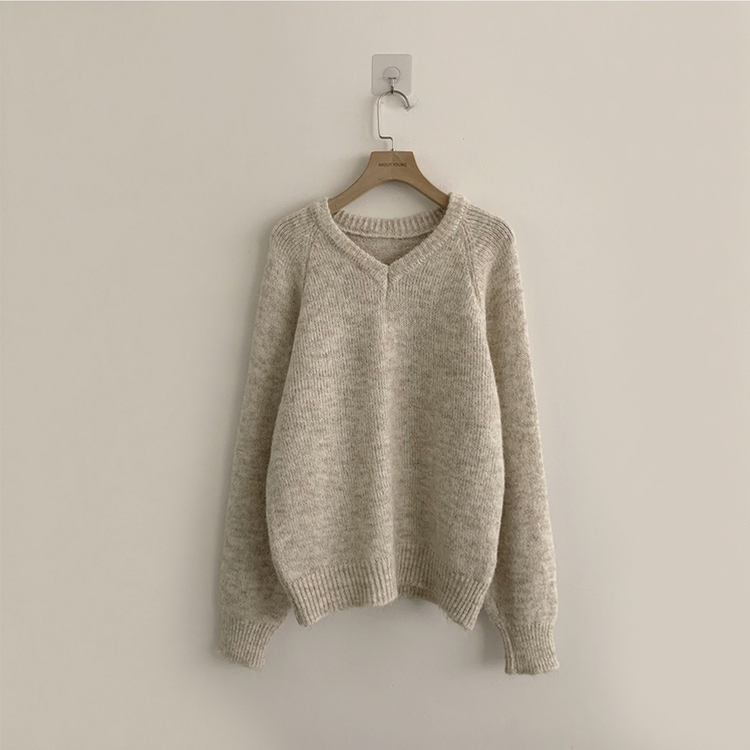 배배 브이넥 루즈핏 겨울 긴팔 울 니트 데일리 오버핏 기본 상의 6color