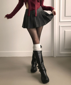 엔초 미니 플리츠 울 모직 팬츠 스커트 속바지내장 주름치마