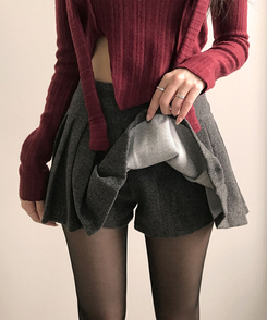 엔초 미니 플리츠 울 모직 팬츠 스커트 속바지내장 주름치마