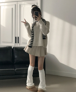 엔초 미니 플리츠 울 모직 팬츠 스커트 속바지내장 주름치마