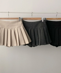 엔초 미니 플리츠 울 모직 팬츠 스커트 속바지내장 주름치마