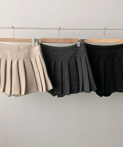 엔초 미니 플리츠 울 모직 팬츠 스커트 속바지내장 주름치마