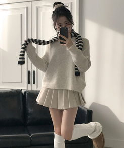 엔초 미니 플리츠 울 모직 팬츠 스커트 속바지내장 주름치마