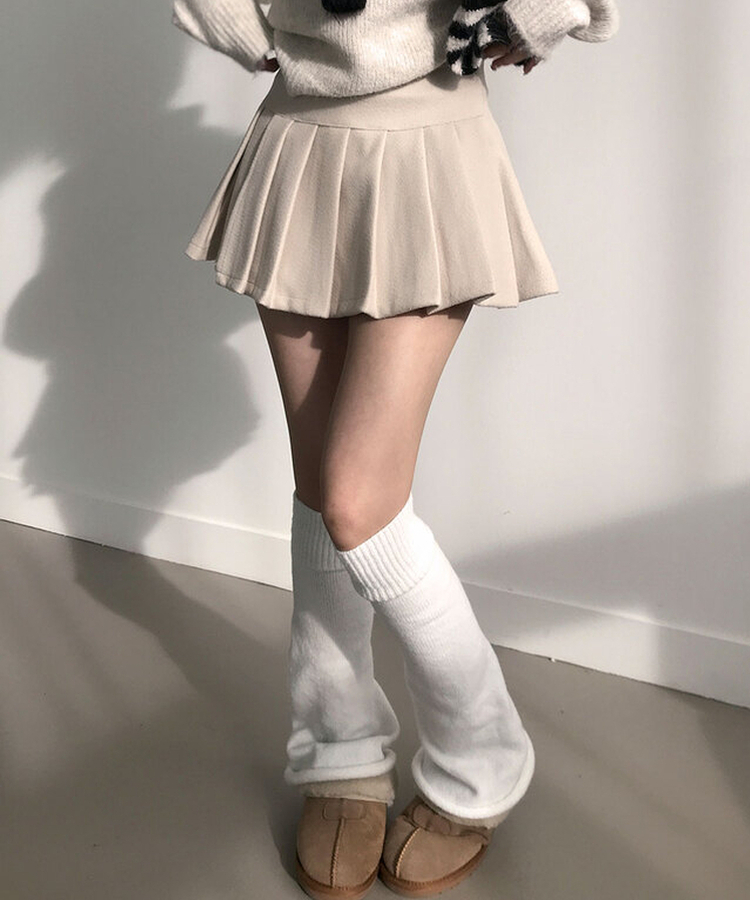 엔초 미니 플리츠 울 모직 팬츠 스커트 속바지내장 주름치마