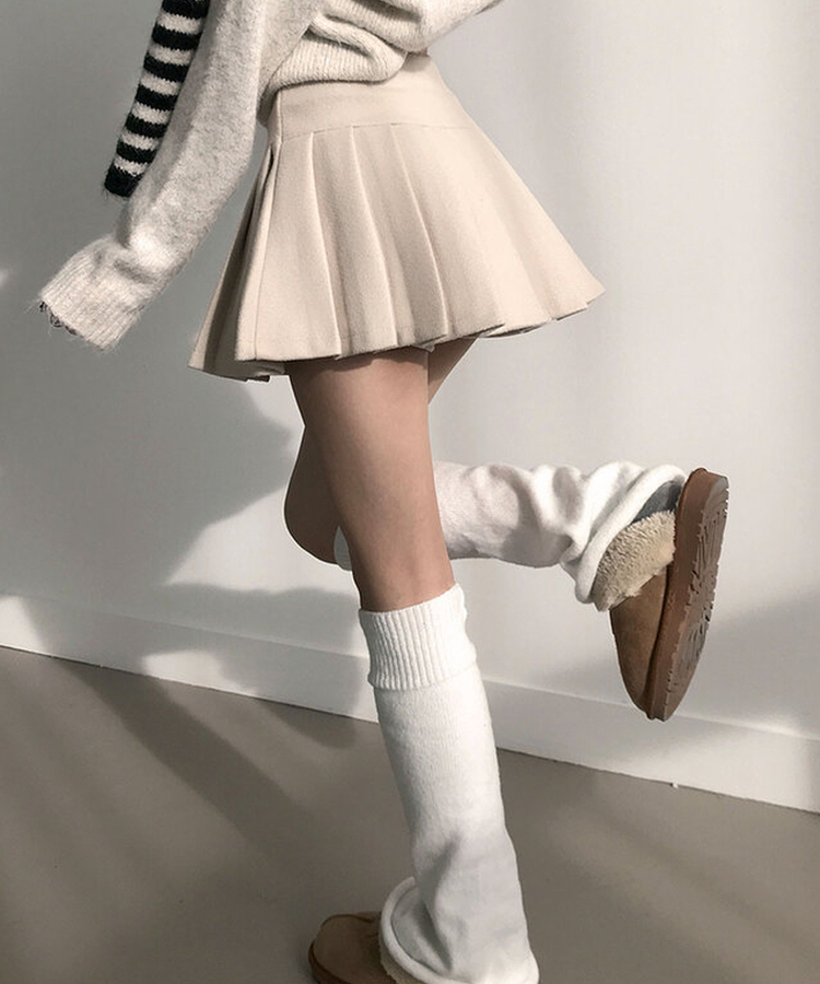 엔초 미니 플리츠 울 모직 팬츠 스커트 속바지내장 주름치마