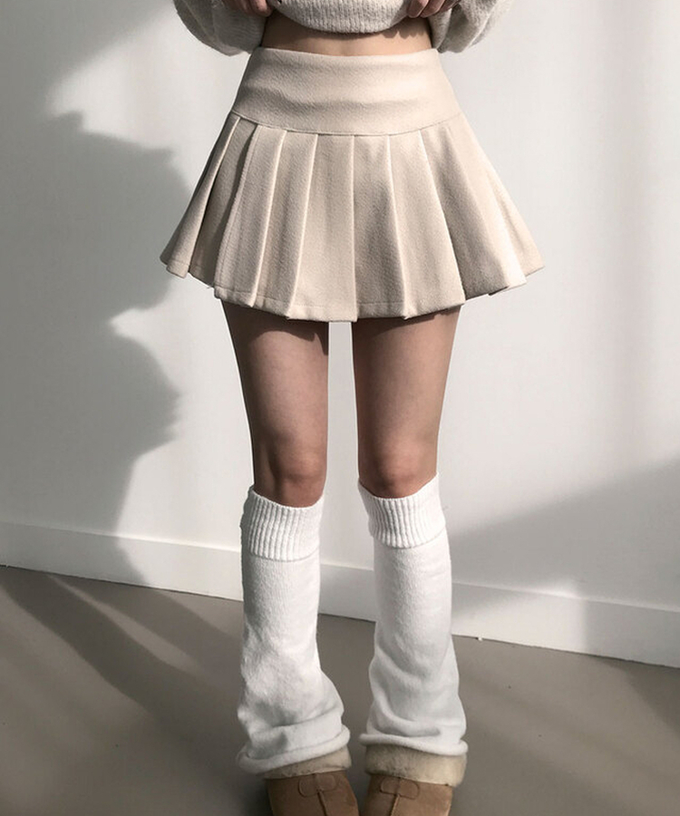 엔초 미니 플리츠 울 모직 팬츠 스커트 속바지내장 주름치마
