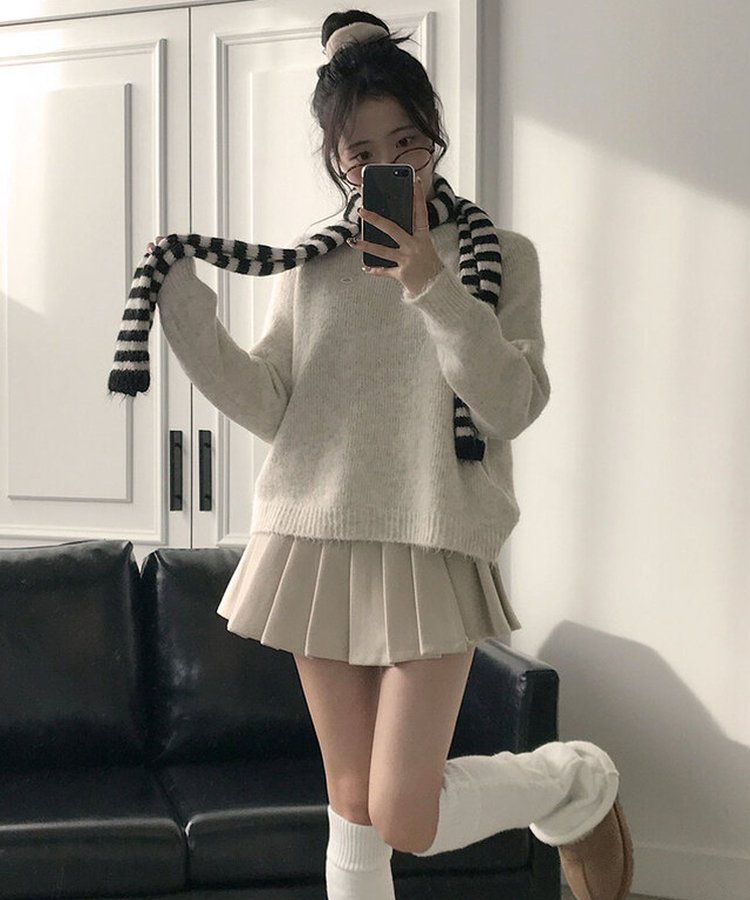 엔초 미니 플리츠 울 모직 팬츠 스커트 속바지내장 주름치마