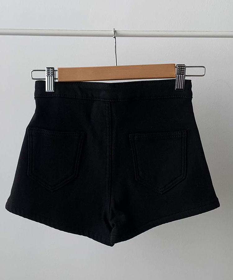 미찌 하이웨스트 슬림핏 스판 융기모 숏팬츠