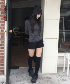 ハイウールレッグウォーマー BLACK