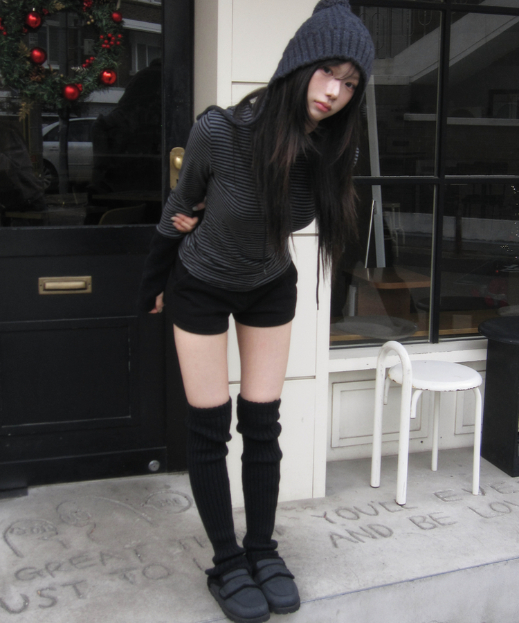 ハイウールレッグウォーマー BLACK