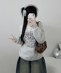 1987빈티지레터링프린팅박스핏기모맨투맨 오트밀