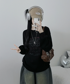 1987빈티지레터링프린팅박스핏기모맨투맨 검정