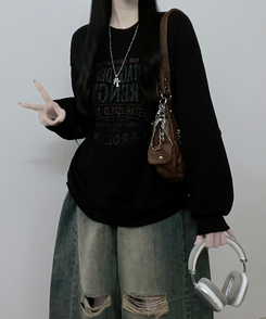 1987빈티지레터링프린팅박스핏기모맨투맨 검정