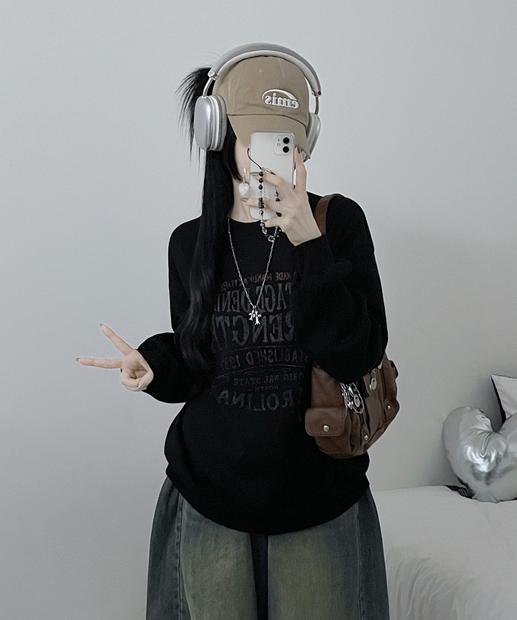 1987빈티지레터링프린팅박스핏기모맨투맨 검정