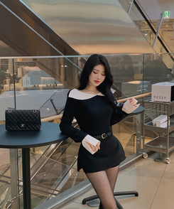 バイカラーシャツブラウス BLACK