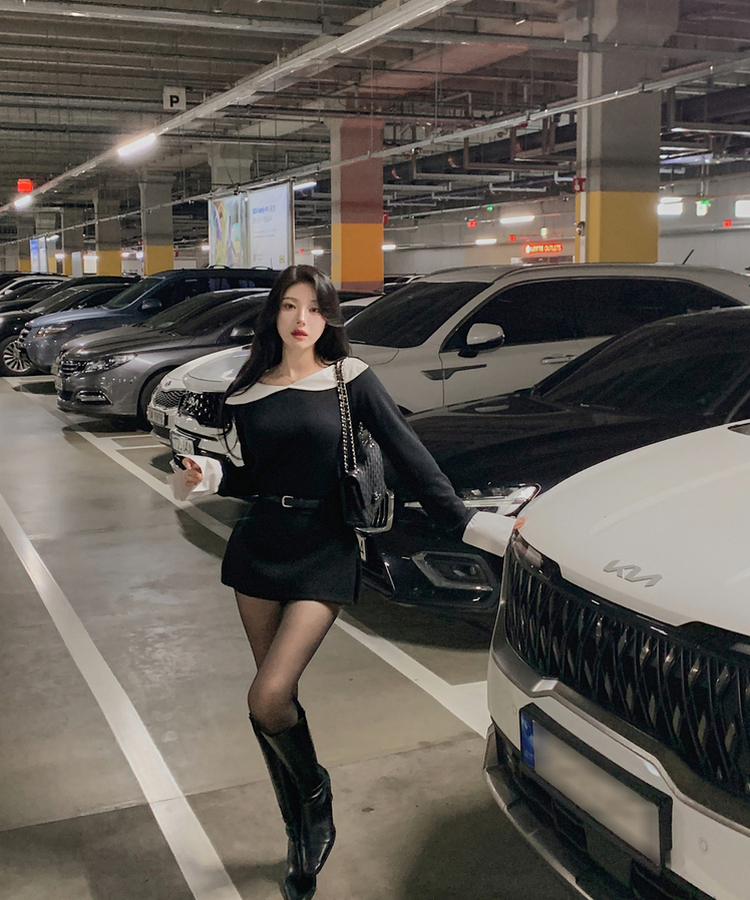 バイカラーシャツブラウス BLACK