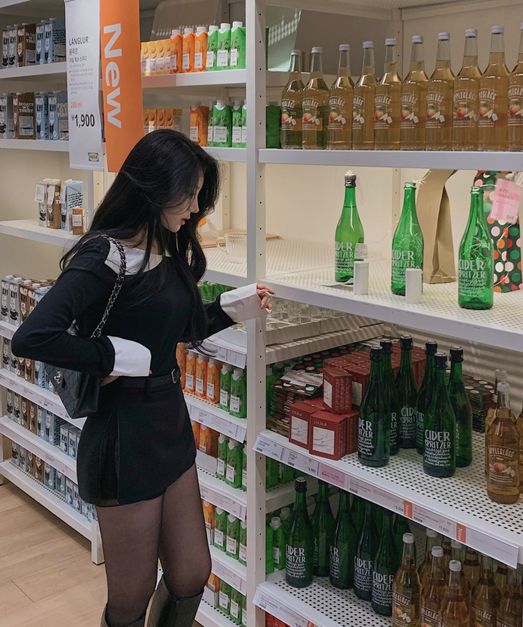 バイカラーシャツブラウス BLACK