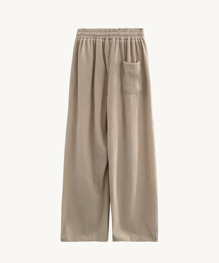 그레인 핀턱 골지니트 와이드 롱팬츠