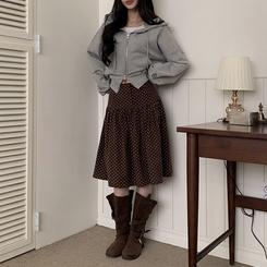 ドットミディスカート BROWN