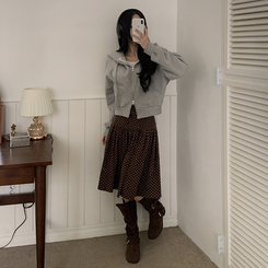 ドットミディスカート BROWN