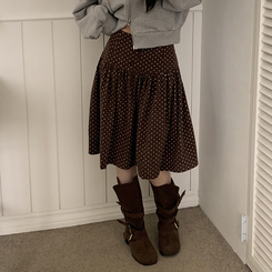 ドットミディスカート BROWN