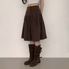 ドットミディスカート BROWN