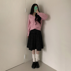 ドットミディスカート BLACK