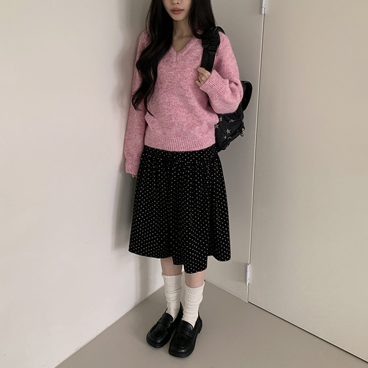 ドットミディスカート BLACK