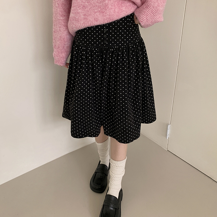 ドットミディスカート BLACK
