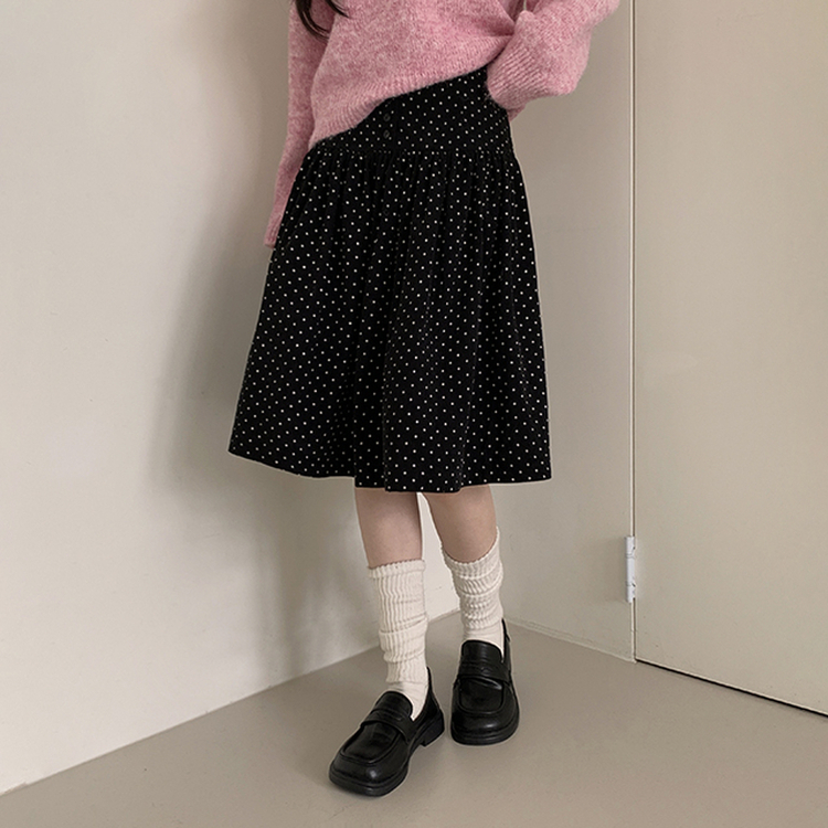 ドットミディスカート BLACK
