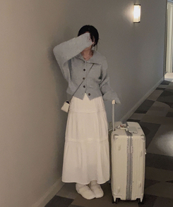 도톰함 그 이상의 든든함리얼 융기모 맥시 겨울 커버핏 윈터 캉캉 롱 스커트 아이보리