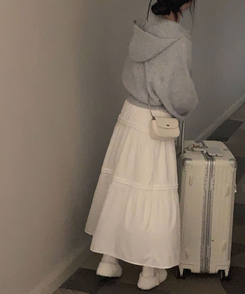 도톰함 그 이상의 든든함리얼 융기모 맥시 겨울 커버핏 윈터 캉캉 롱 스커트 아이보리