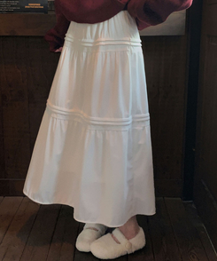 도톰함 그 이상의 든든함리얼 융기모 맥시 겨울 커버핏 윈터 캉캉 롱 스커트 아이보리