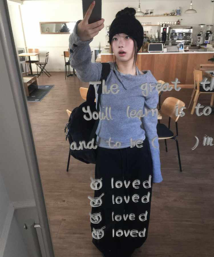 【カップ付き】【起毛】ホールターストライプキャミソール GREY