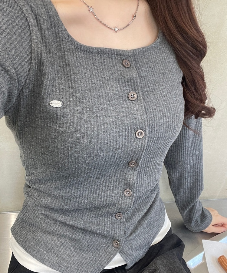 일체형 나시 단추 가디건 먹색