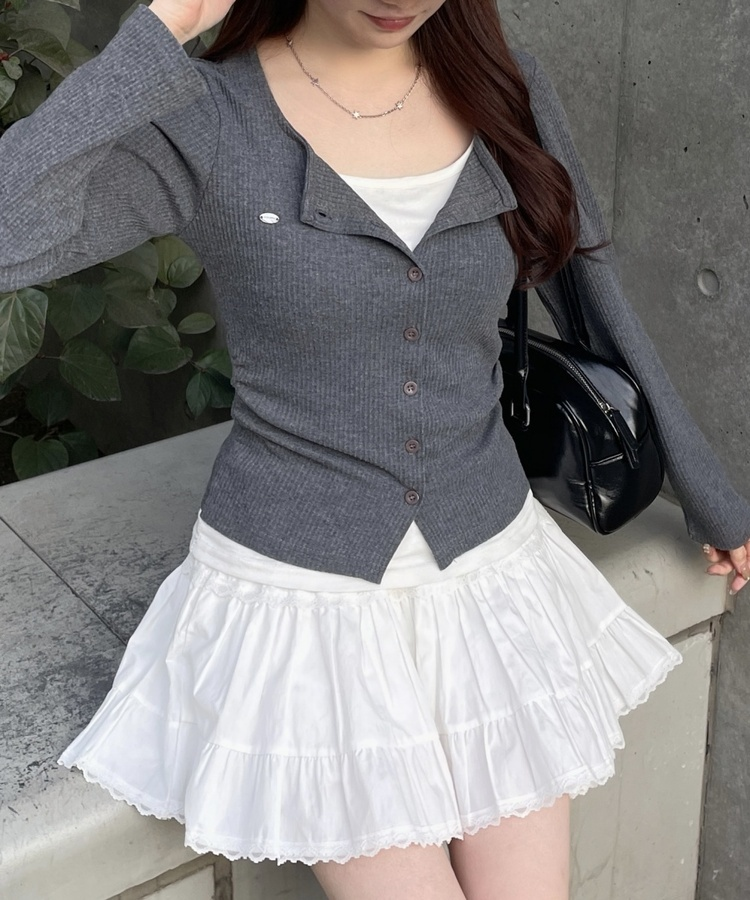 일체형 나시 단추 가디건 먹색