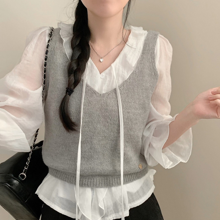 러브 프릴 봄 긴팔 블라우스 벚꽃 봄 봄옷 봄블라우스 하객룩 화이트