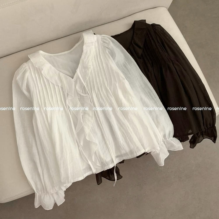 러브 프릴 봄 긴팔 블라우스 벚꽃 봄 봄옷 봄블라우스 하객룩