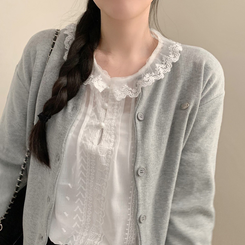 비비 레이스 봄 카라넥 시스루 긴팔 블라우스 봄 봄옷 레이어드 벚꽃 화이트