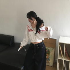 レタリングフードパーカージップアップ IVORY