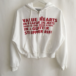 レタリングフードパーカージップアップ