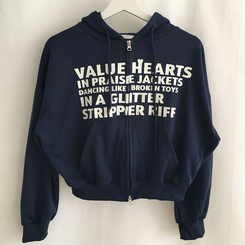 レタリングフードパーカージップアップ