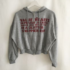 レタリングフードパーカージップアップ