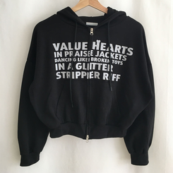 レタリングフードパーカージップアップ