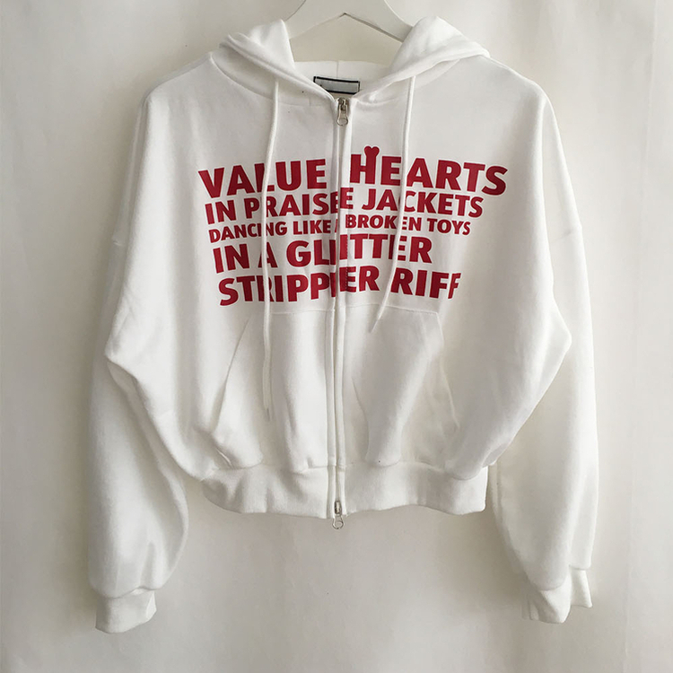 レタリングフードパーカージップアップ