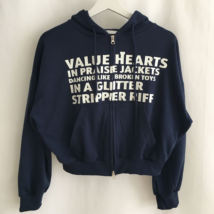 レタリングフードパーカージップアップ