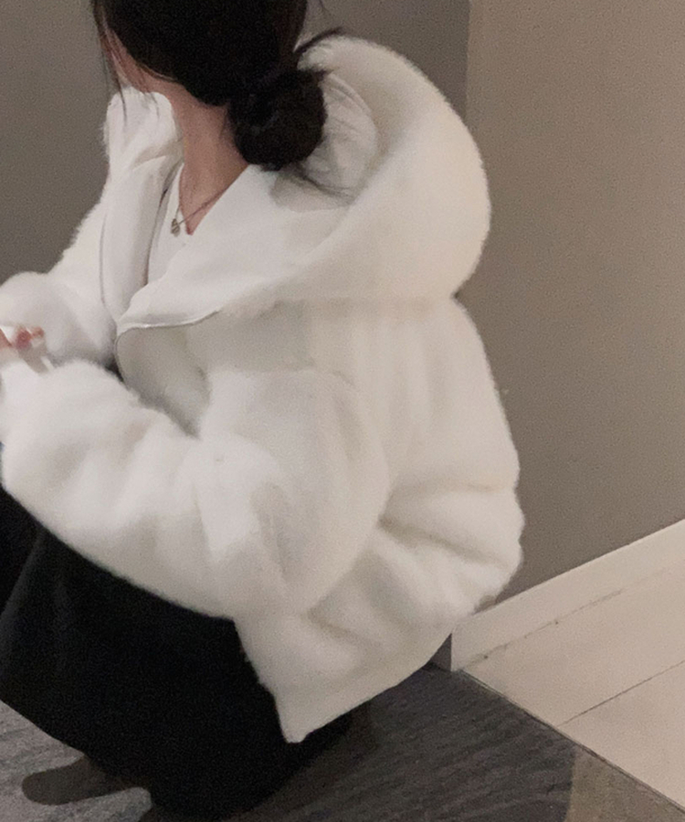양면으로 착용가능한리버시블 양면 페이크 밍크 퍼 루즈핏 후드 집업 점퍼